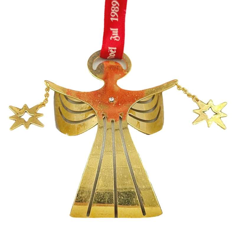 Georg Jensen Red Ribbon Angel Bright Tree Ornament 1989
