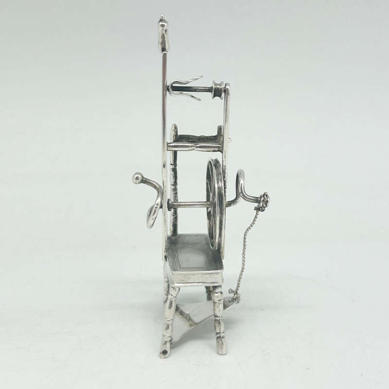 Hallmarked Silver Miniature Spinning Wheel