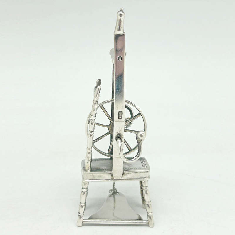 Hallmarked Silver Miniature Spinning Wheel