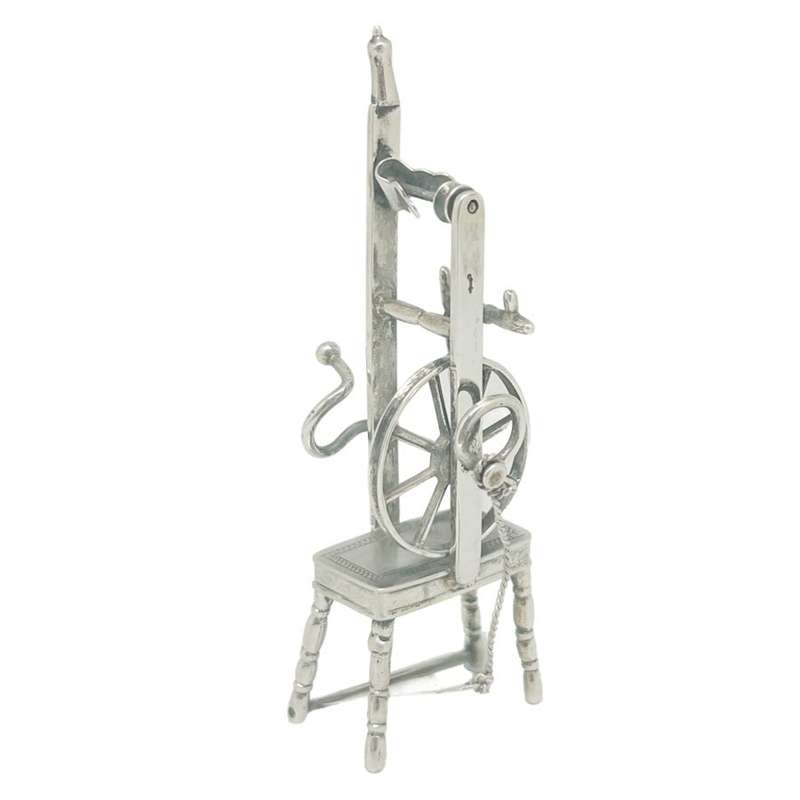Hallmarked Silver Miniature Spinning Wheel