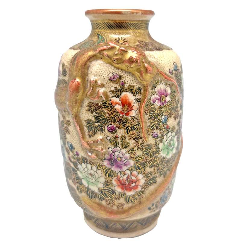 Japanese Meij Period Satsuma Dragon Vase 1903
