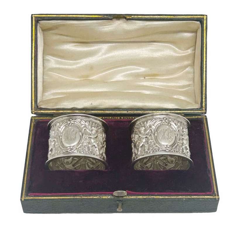 Pair Hallmarked Sterling Silver Serviette Rings Birmingham 1902