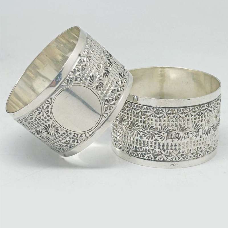 Pair Hallmarked Sterling Silver Serviette Rings Sheffield 1897