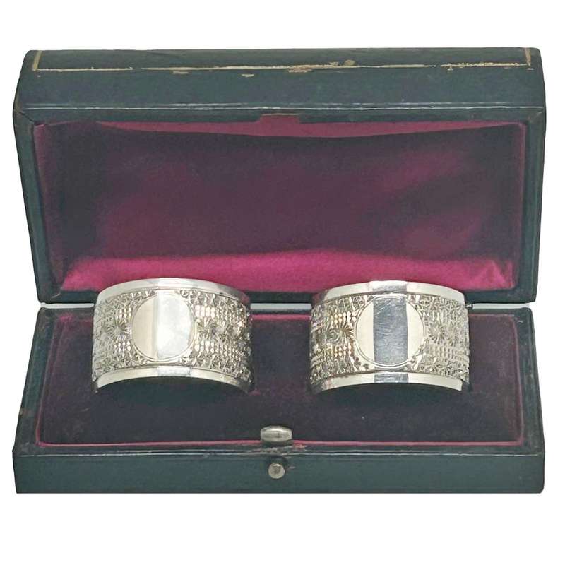 Pair Hallmarked Sterling Silver Serviette Rings Sheffield 1897