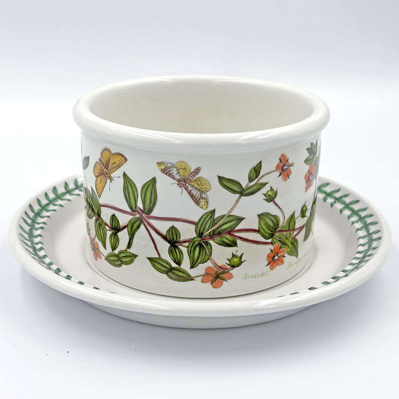 Portmeirion Botanic Garden Serving Bowl On Stand Scarlet Pimpernel