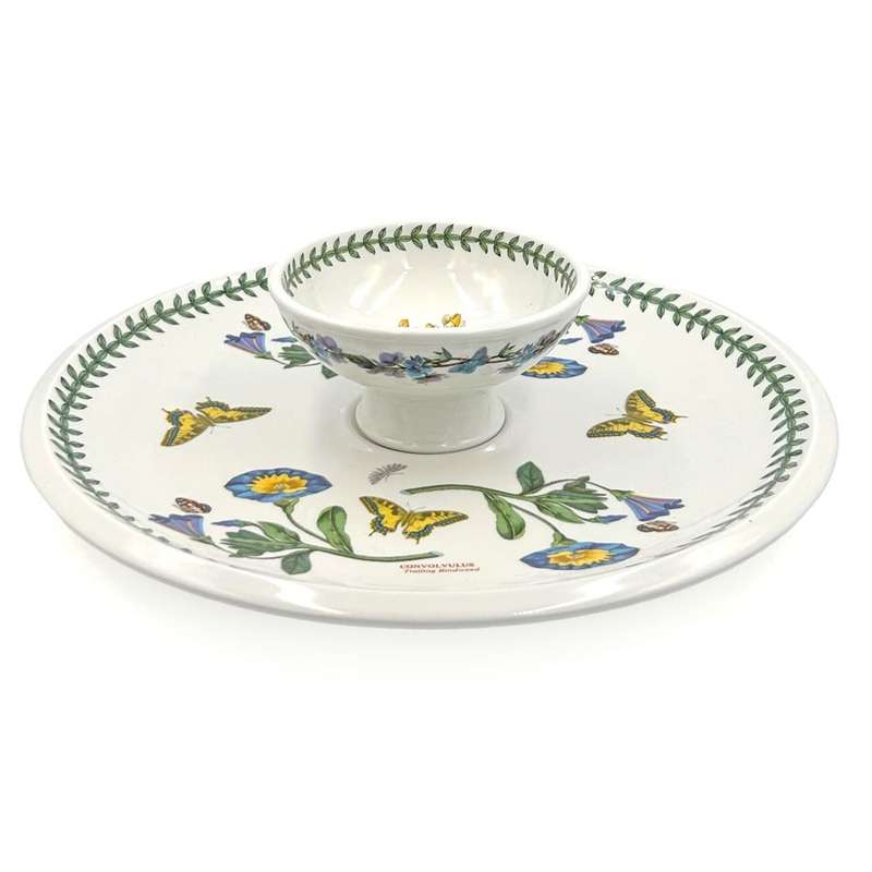 Portmeirion Botanic Garden Snack Platter With Dip Bowl Trailing Bindweed