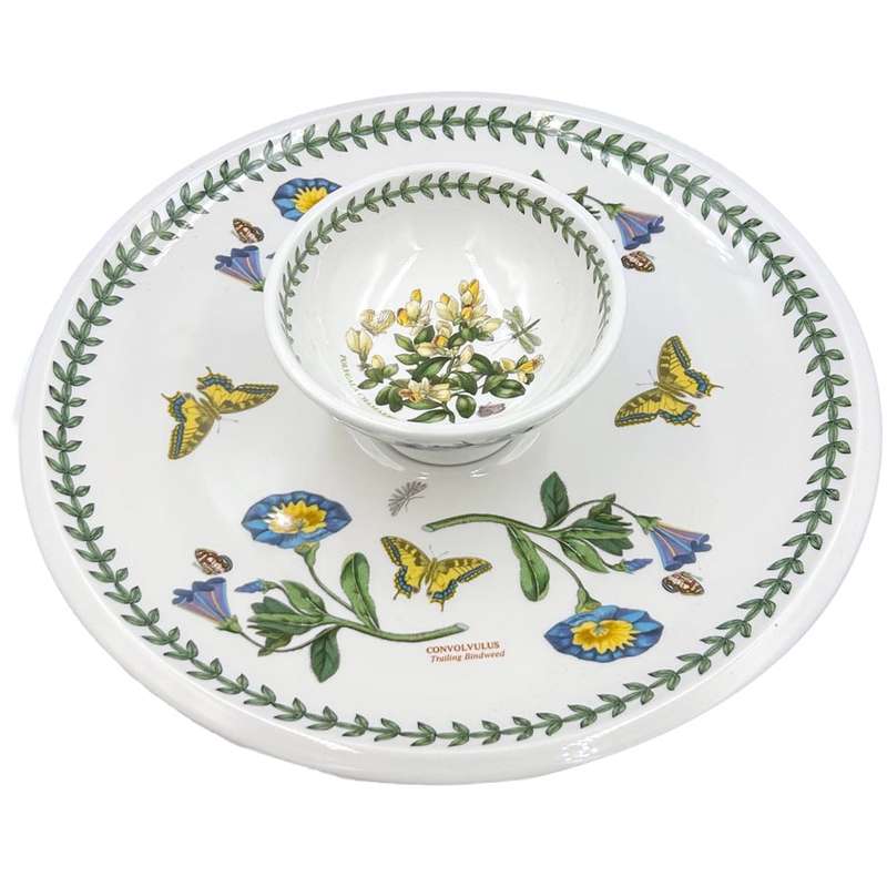 Portmeirion Botanic Garden Snack Platter With Dip Bowl Trailing Bindweed