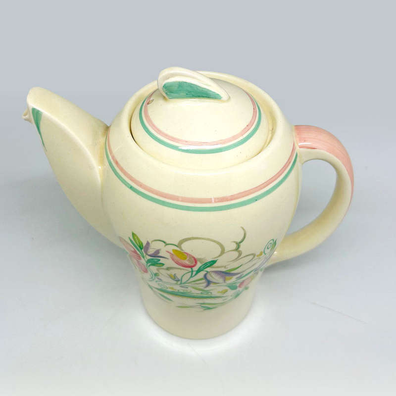 Susie Cooper Banded Dresden Spray Kestrel Coffee Pot
