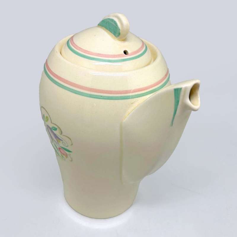 Susie Cooper Banded Dresden Spray Kestrel Coffee Pot