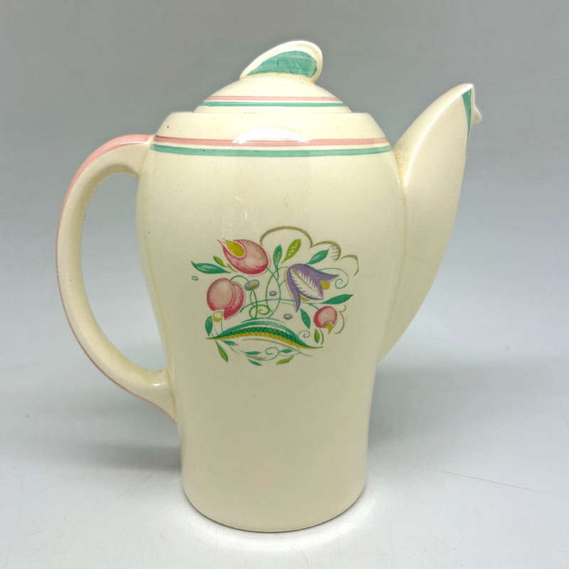 Susie Cooper Banded Dresden Spray Kestrel Coffee Pot