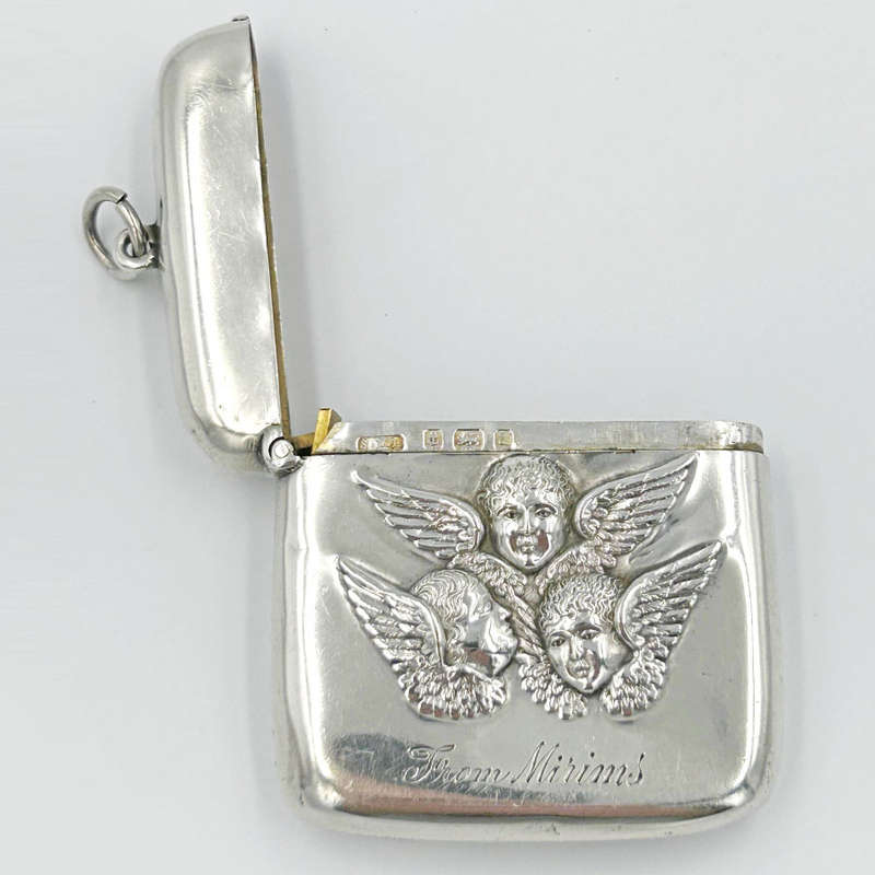 Hallmarked Silver Vesta Case Reynolds Angels Birmingham 1900