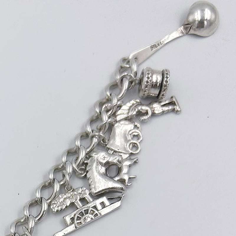 Heavy  Silver Charm Bracelet