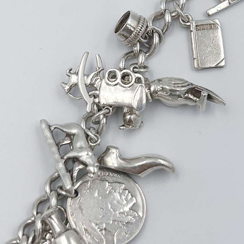 Heavy  Silver Charm Bracelet