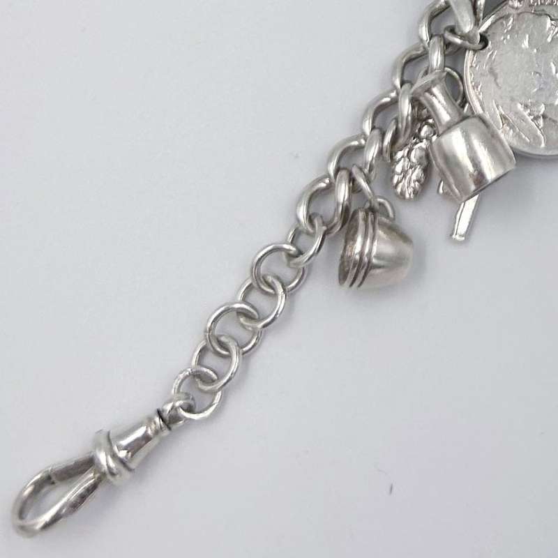 Heavy  Silver Charm Bracelet