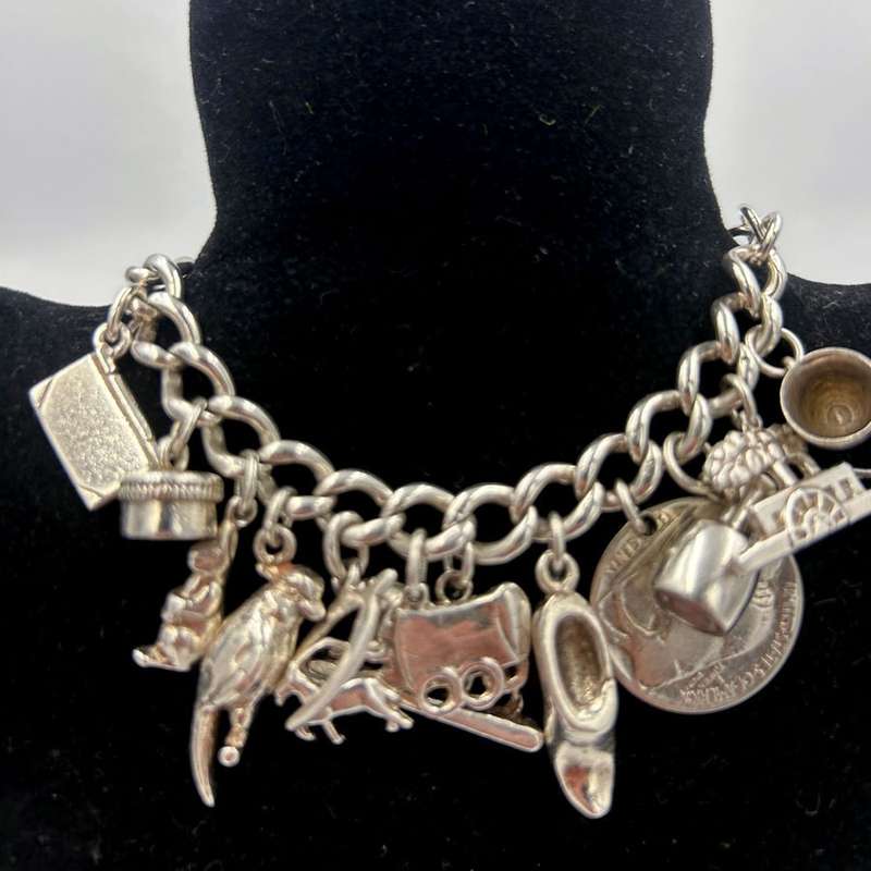 Heavy  Silver Charm Bracelet