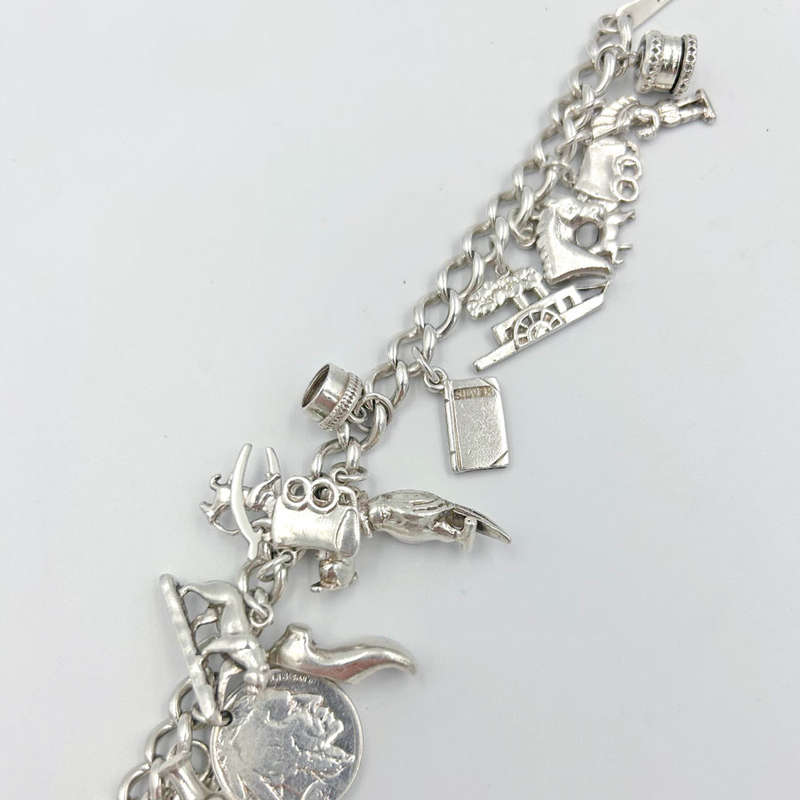 Heavy  Silver Charm Bracelet