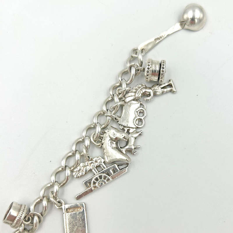 Heavy  Silver Charm Bracelet
