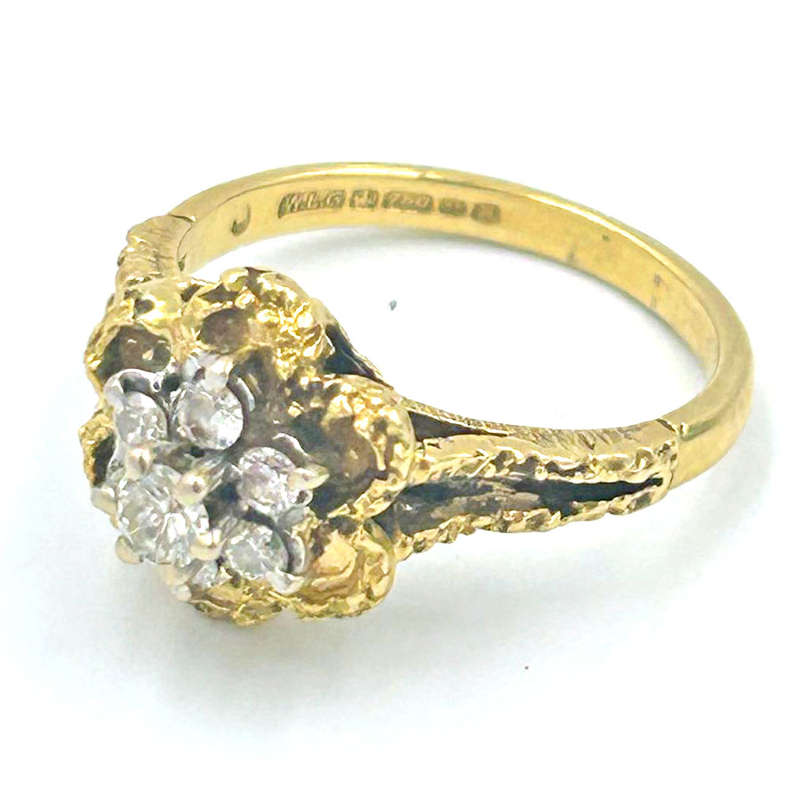 18ct Gold Daisy Diamond Ring Sheffield C1960