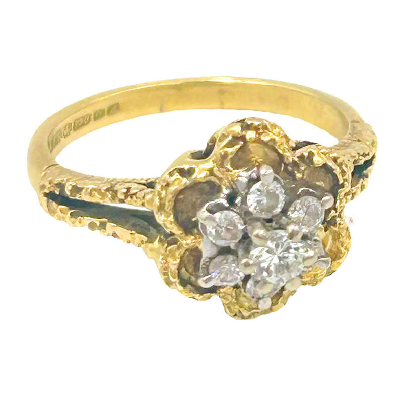 18ct Gold Daisy Diamond Ring Sheffield C1960