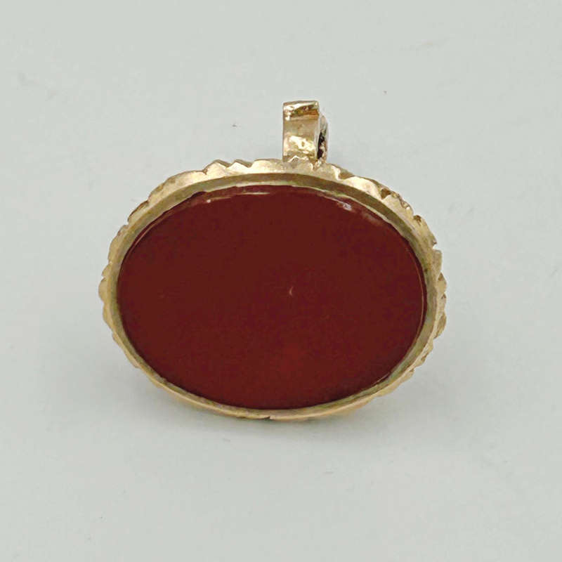 9ct Gold Cornelian Stone Large Fob Pendant