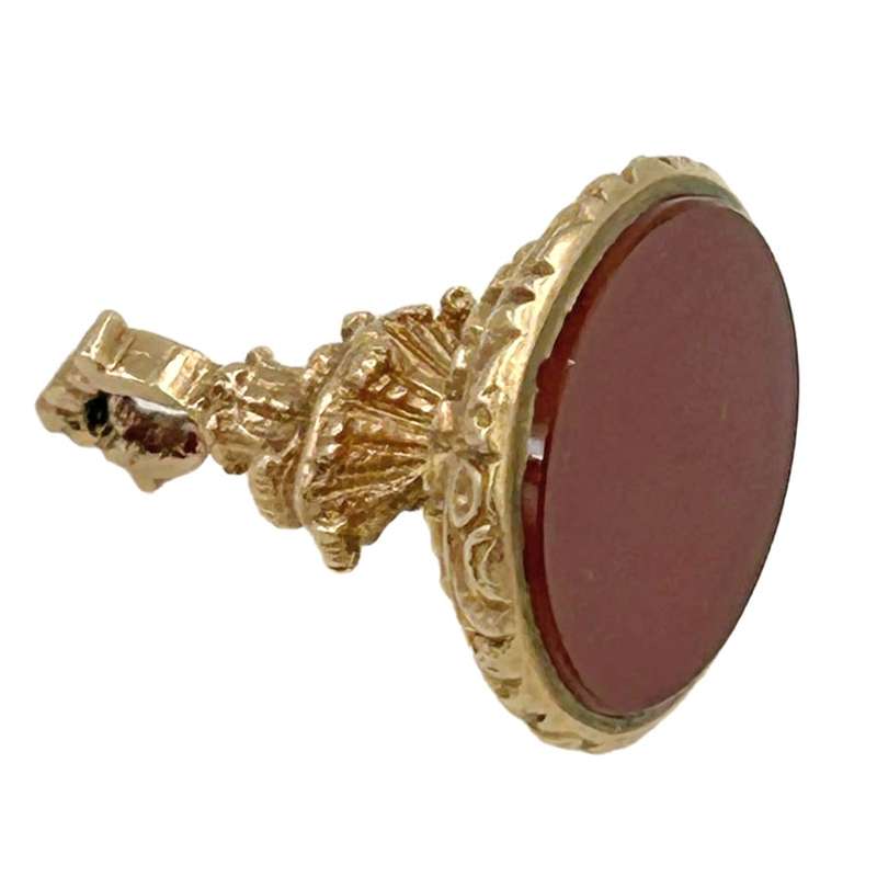 9ct Gold Cornelian Stone Large Fob Pendant