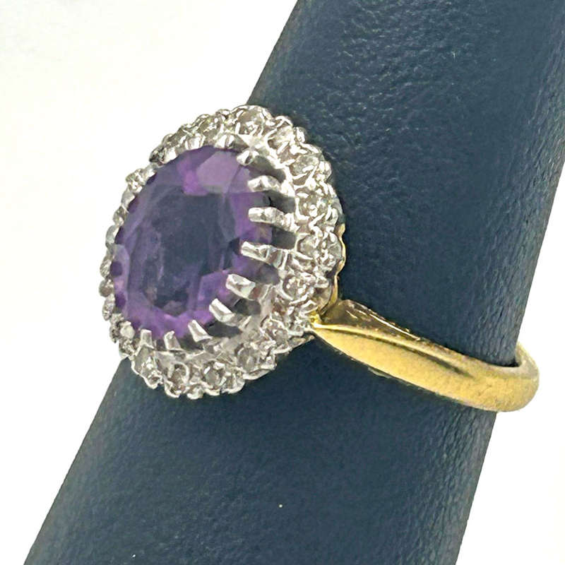 Amethyst And Diamond 18 Carat Gold Cocktail Ring