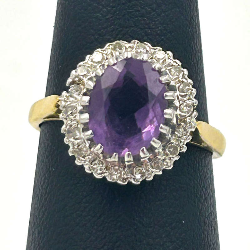 Amethyst And Diamond 18 Carat Gold Cocktail Ring