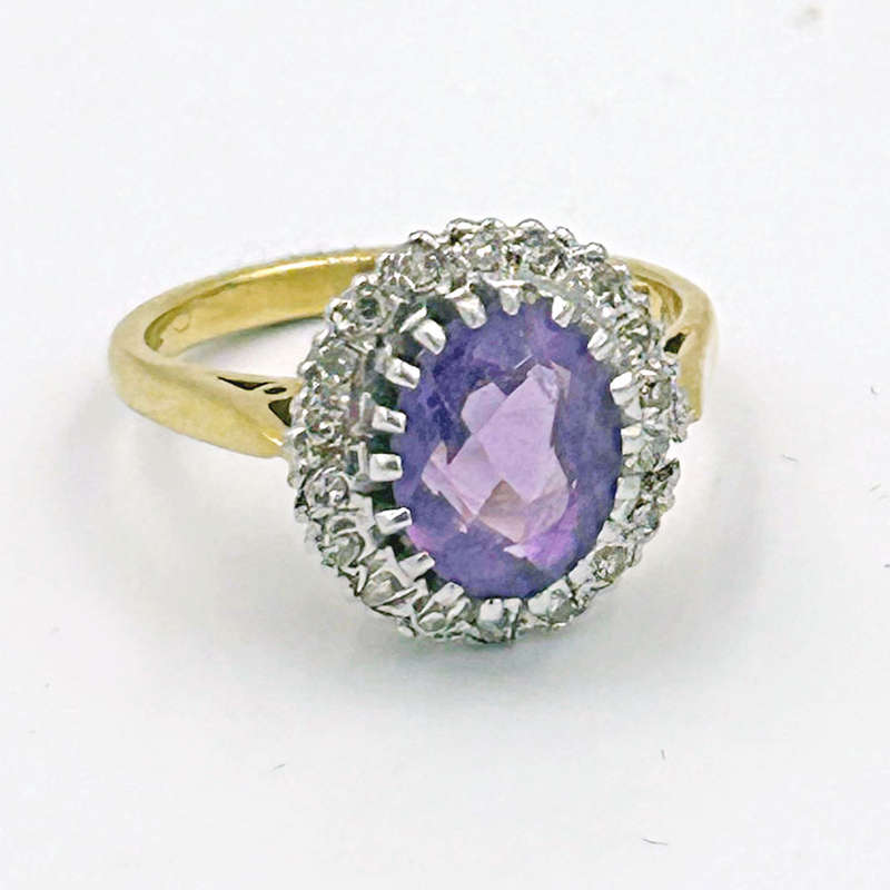 Amethyst And Diamond 18 Carat Gold Cocktail Ring