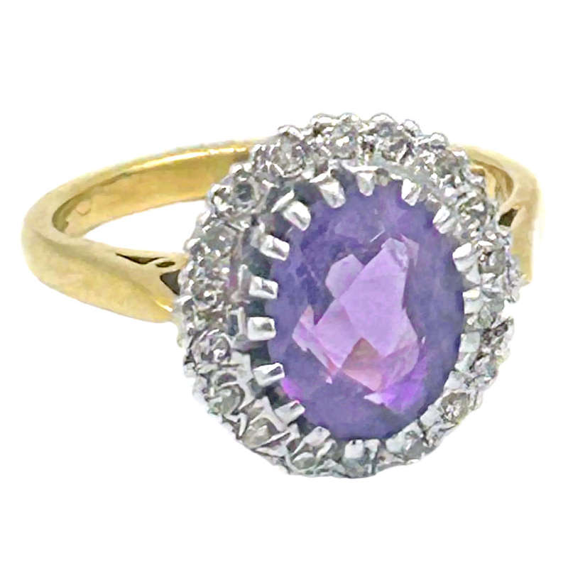 Amethyst And Diamond 18 Carat Gold Cocktail Ring