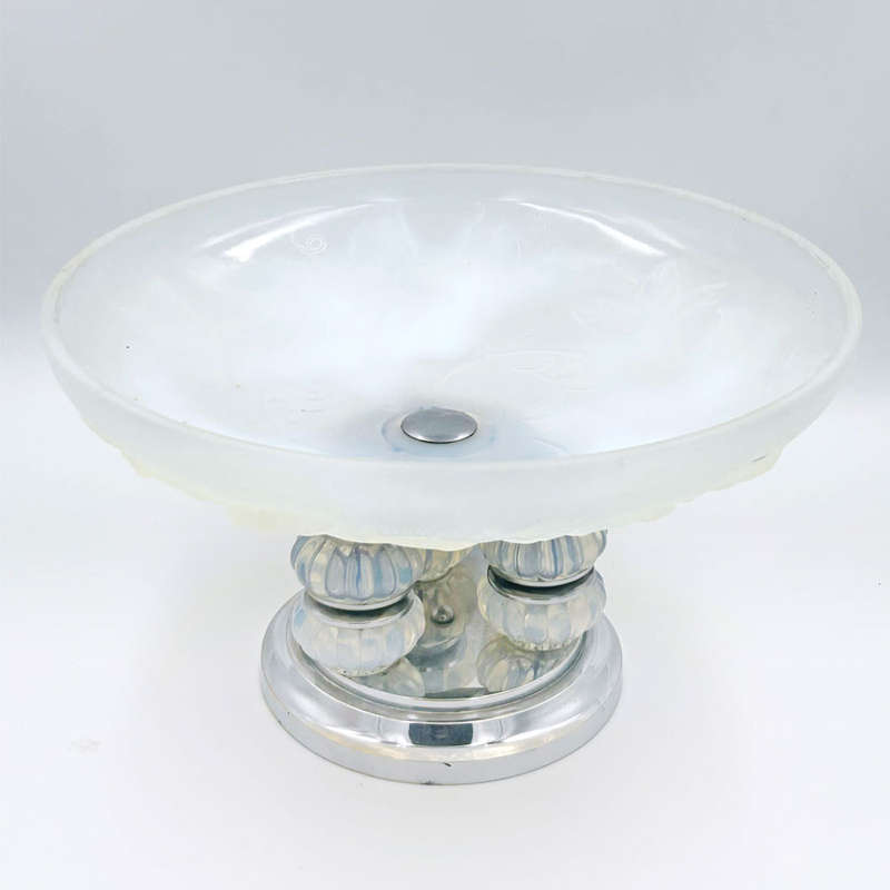 Art Deco Julien Vaseline Glass Tazza C1930