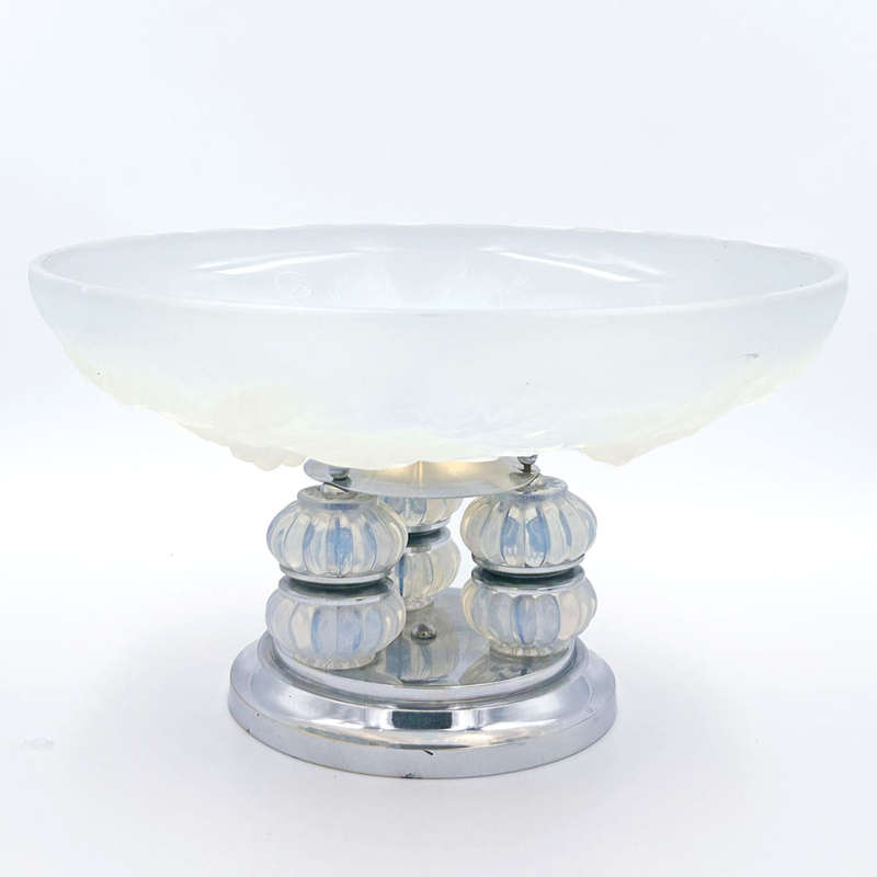 Art Deco Julien Vaseline Glass Tazza C1930