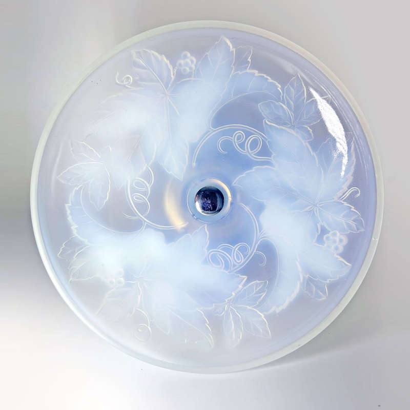 Art Deco Julien Vaseline Glass Tazza C1930