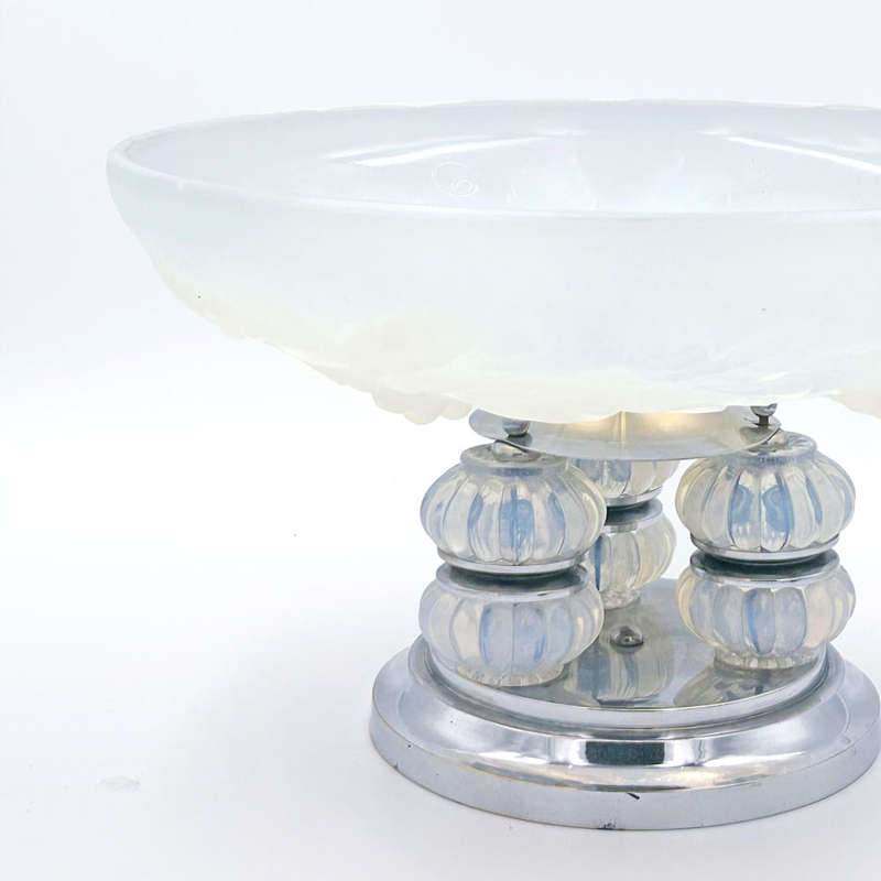 Art Deco Julien Vaseline Glass Tazza C1930