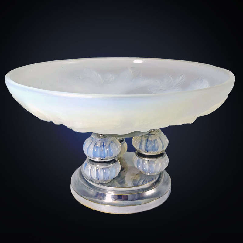 Art Deco Julien Vaseline Glass Tazza C1930