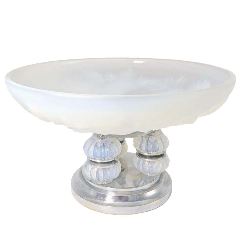 Art Deco Julien Vaseline Glass Tazza C1930