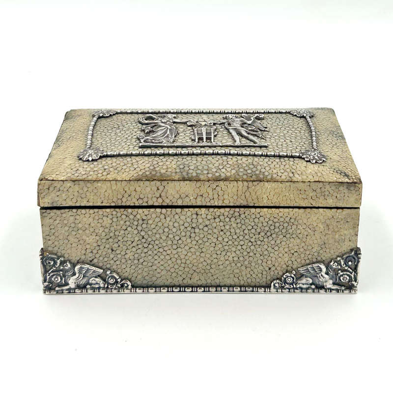 German Silver Mounted Shagreen Hinged Box Berthold Muller