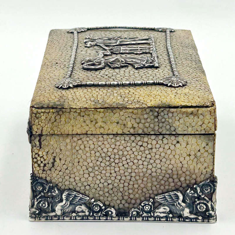 German Silver Mounted Shagreen Hinged Box Berthold Muller