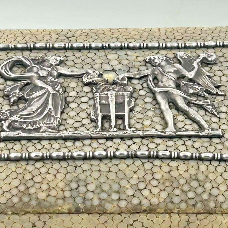 German Silver Mounted Shagreen Hinged Box Berthold Muller