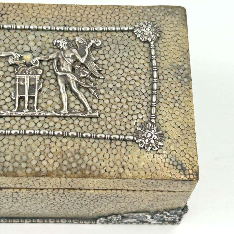 German Silver Mounted Shagreen Hinged Box Berthold Muller