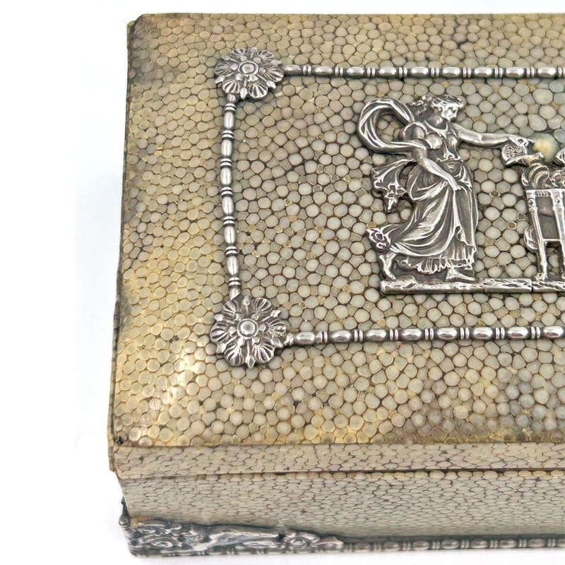 German Silver Mounted Shagreen Hinged Box Berthold Muller