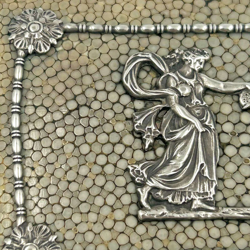 German Silver Mounted Shagreen Hinged Box Berthold Muller