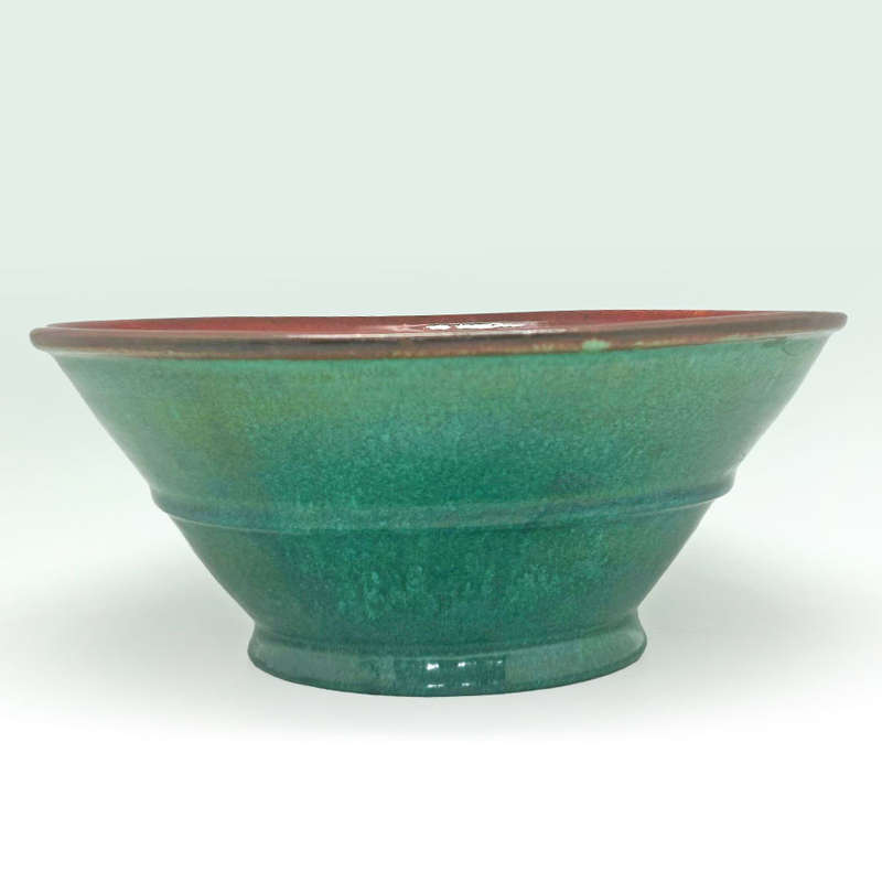 Linnware Green Glaze Stepped Pottery Vase