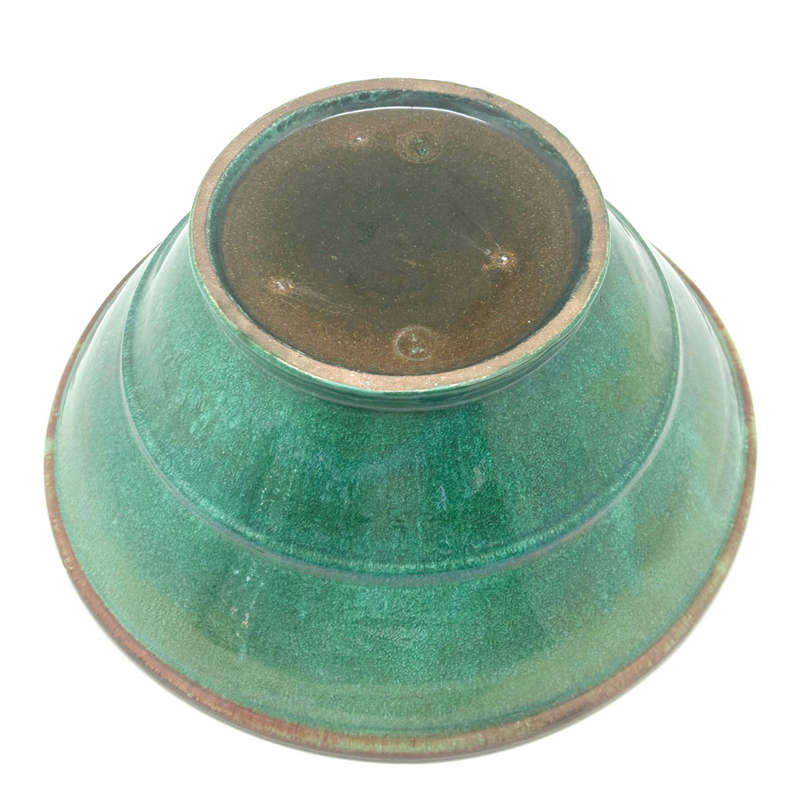 Linnware Green Glaze Stepped Pottery Vase