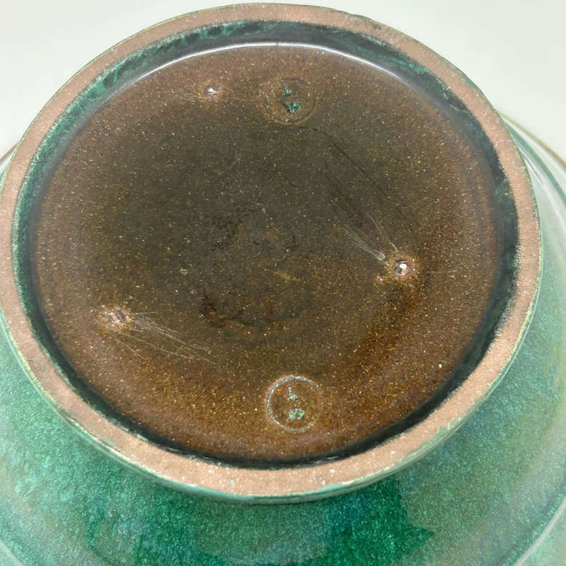 Linnware Green Glaze Stepped Pottery Vase