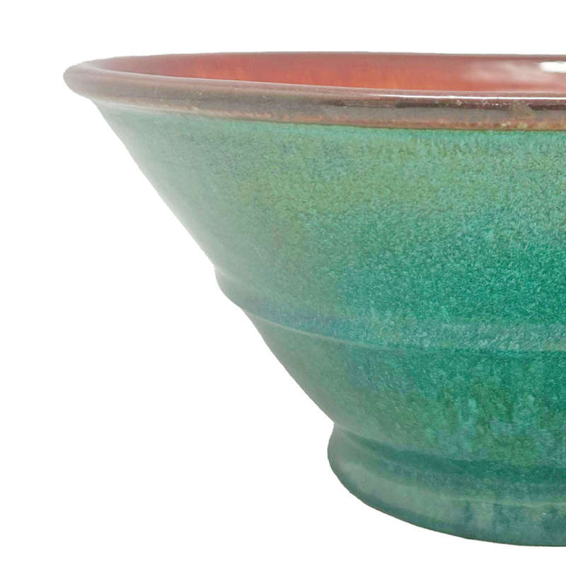 Linnware Green Glaze Stepped Pottery Vase