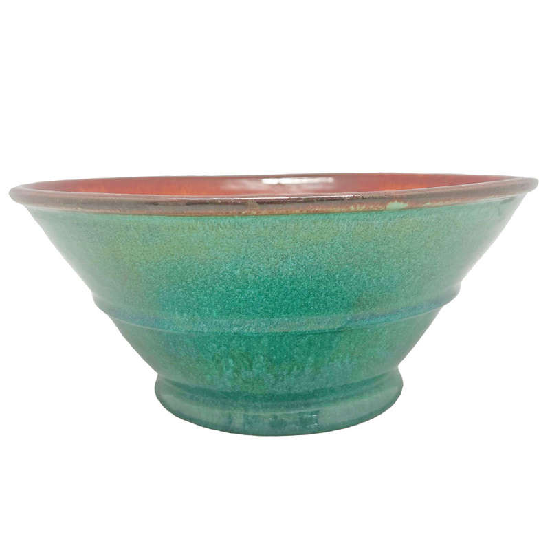 Linnware Green Glaze Stepped Pottery Vase