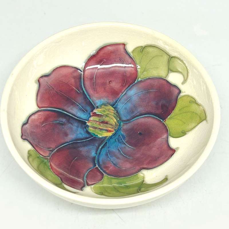 Moorcroft Clematis Footed Bowl C1938 White Ground