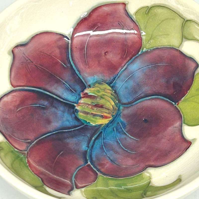 Moorcroft Clematis Footed Bowl C1938 White Ground