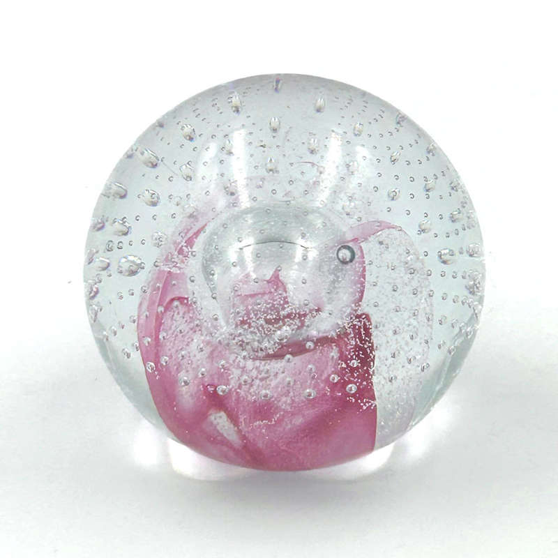Murano Glass Pink Swirl Paperweight 20th