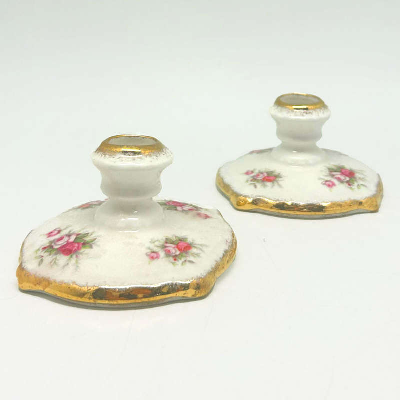 Paragon Victoriana Rose Pair Candlesticks